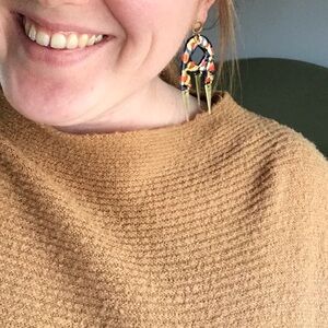 Handmade Animal Print Ceramic Dangle Earrings